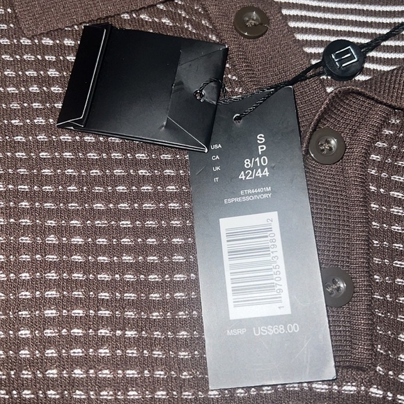 NWT Men’s Brown Elie Tahari Top size Small - Picture 5 of 6